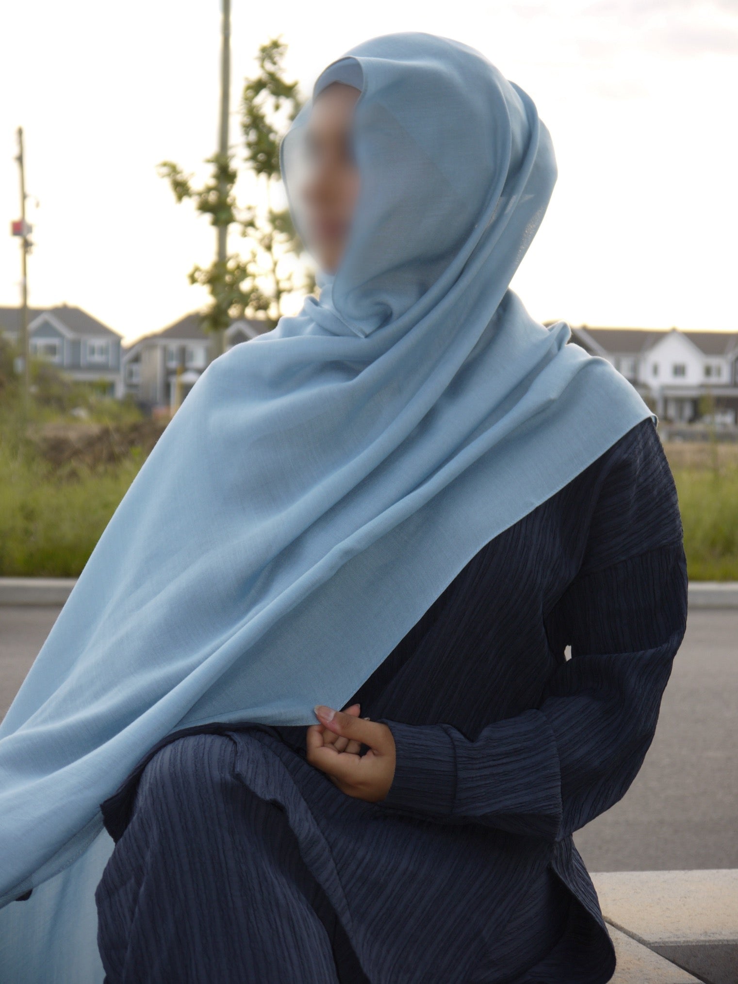 Light Blue Modal Hijab Set